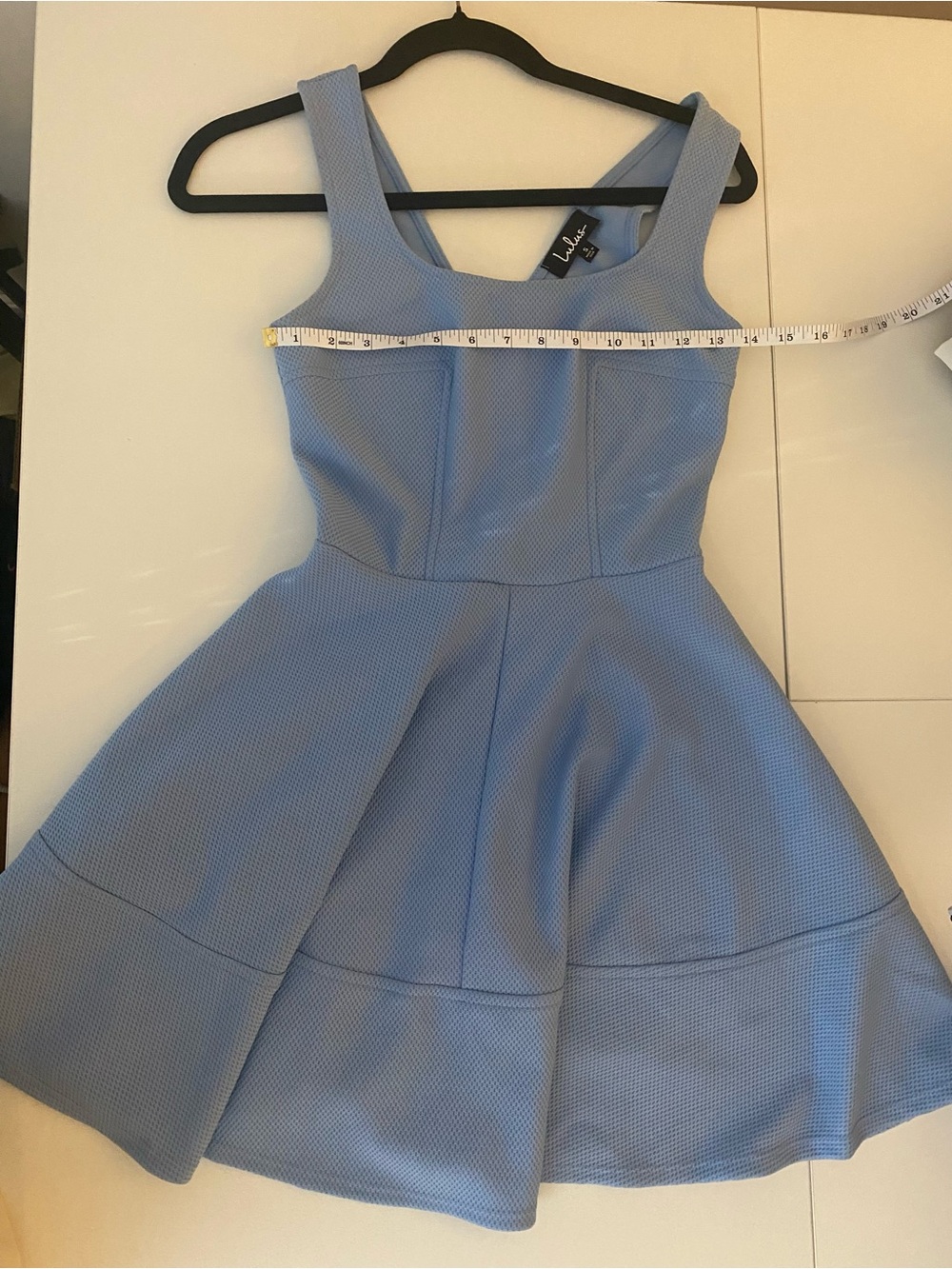 Lulu's Powder Blue Textured Fit-and-Flare Girls' Dress Made in USA